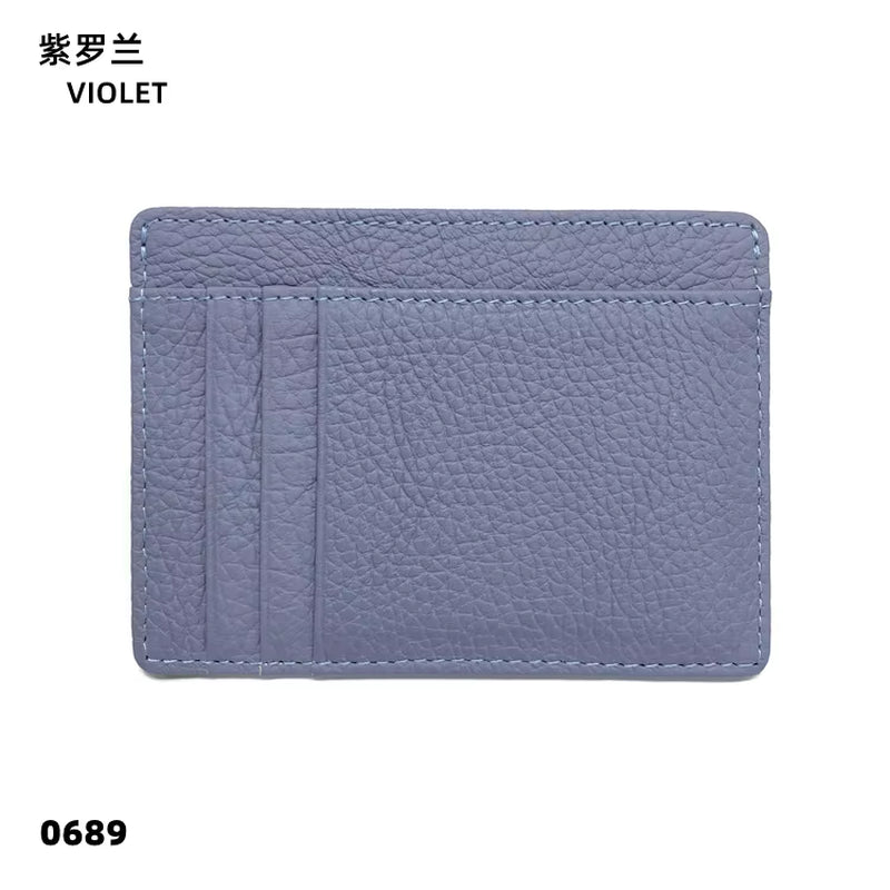 Cowhide Slim Wallet Customize Initials Women Men Card Holder Luxury Genuine Leather Personalize Letters Credit Card Case Sleeve