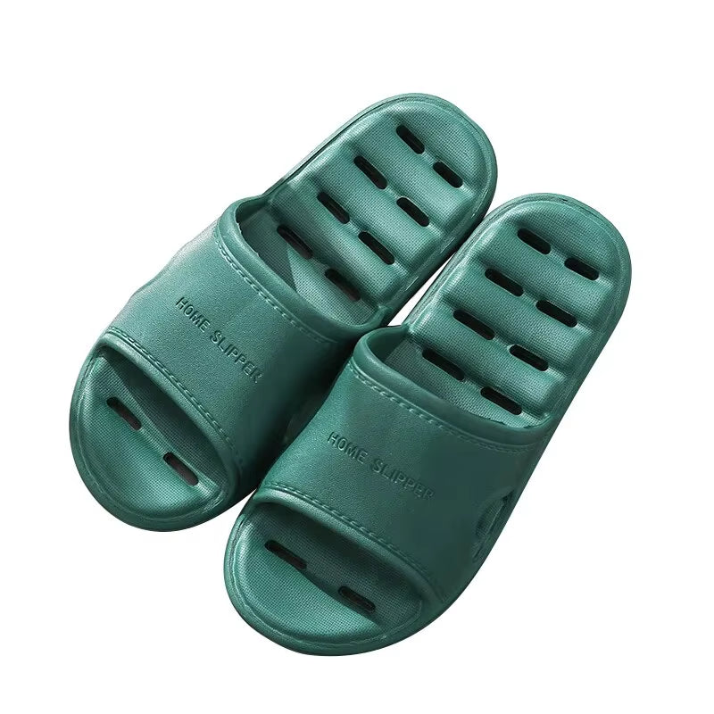 Unisex EVA Non Slip Soft Bottom Leaking Shower Man Woman Home Slippers Punching Bathroom Quick Drying Slipper