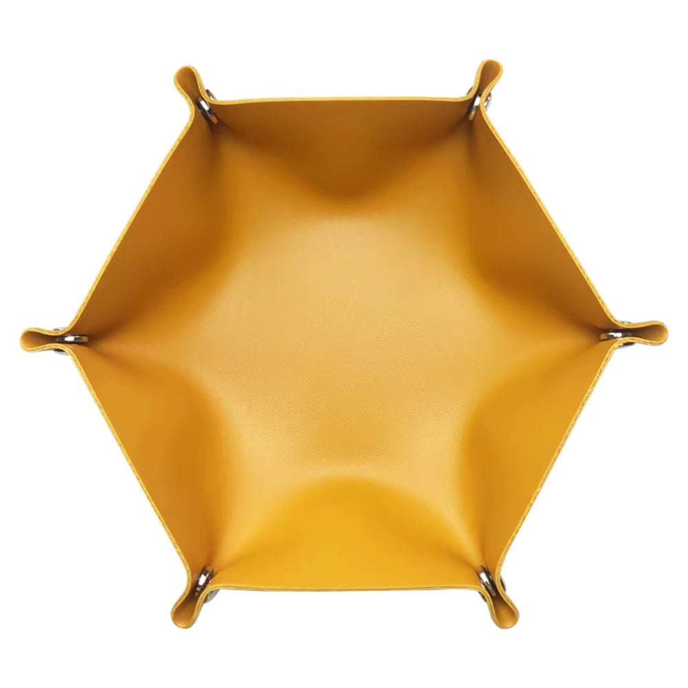 Hotel PU Leather Storage Tray Custom Logo Letters Dice Tray Hexagonal Cosmetics Key Jewelry Box Desktop Organizer Home Decor