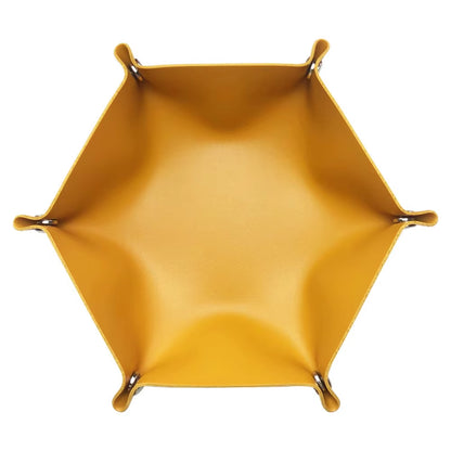 Hotel PU Leather Storage Tray Custom Logo Letters Dice Tray Hexagonal Cosmetics Key Jewelry Box Desktop Organizer Home Decor