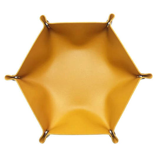 Hotel PU Leather Storage Tray Custom Logo Letters Dice Tray Hexagonal Cosmetics Key Jewelry Box Desktop Organizer Home Decor