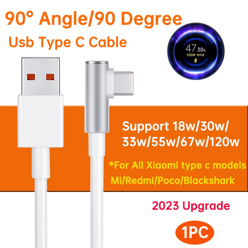 Original Usb Type C Cable 120W 90W 67W Turbo Fast Charger Mi 15 14 13 12 T Pro 11 Ultra Poco X6 X7 Redmi Note Blackshark