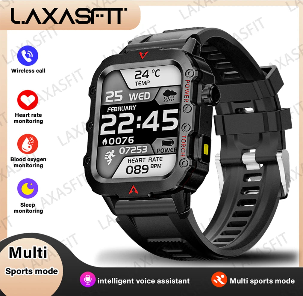 New Men'S Smart Watch LED Flashlight Outdoor Sports Smart Watch Wristwatch Health Monitoring Smart Watch