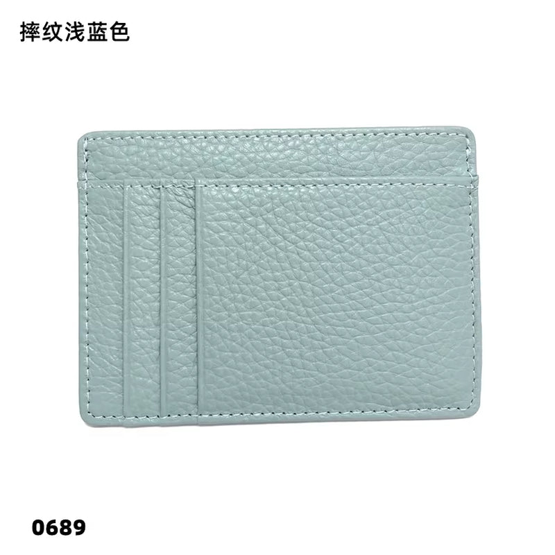 Cowhide Slim Wallet Customize Initials Women Men Card Holder Luxury Genuine Leather Personalize Letters Credit Card Case Sleeve