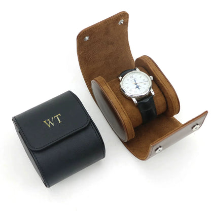 Customized PU Leather Travel Watch Roll New Watch Organizer with Slid in Out Pillow Men 1 Watch Display Storage Box