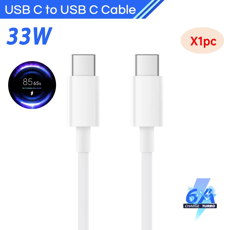 Original Usb Type C Cable 120W 90W 67W Turbo Fast Charger Mi 15 14 13 12 T Pro 11 Ultra Poco X6 X7 Redmi Note Blackshark