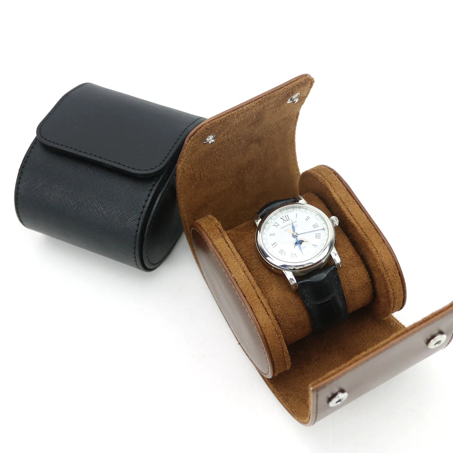 Customized PU Leather Travel Watch Roll New Watch Organizer with Slid in Out Pillow Men 1 Watch Display Storage Box