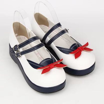 Plus Size Spring Ladies Lolita Shoes Navy Sailor Moon Cosplay Shoes Women Leather Flats Shoes Princess Platform Shoes