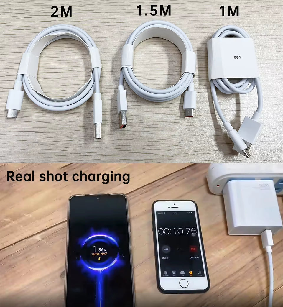Original Usb Type C Cable 120W 90W 67W Turbo Fast Charger Mi 15 14 13 12 T Pro 11 Ultra Poco X6 X7 Redmi Note Blackshark