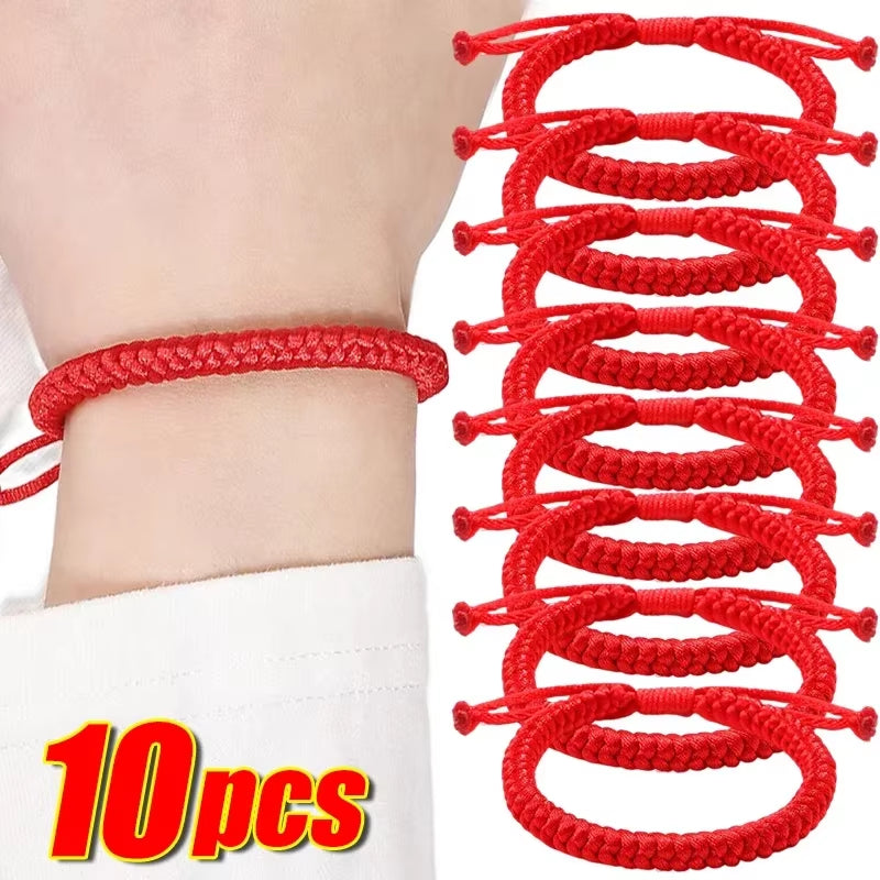 1-10Pcs Tibetan Thread Buddhist Bracelet Bangles Adjustable for Women Handmade Knot Amulet Red Rope Lucky Bracelet Charm Jewelry