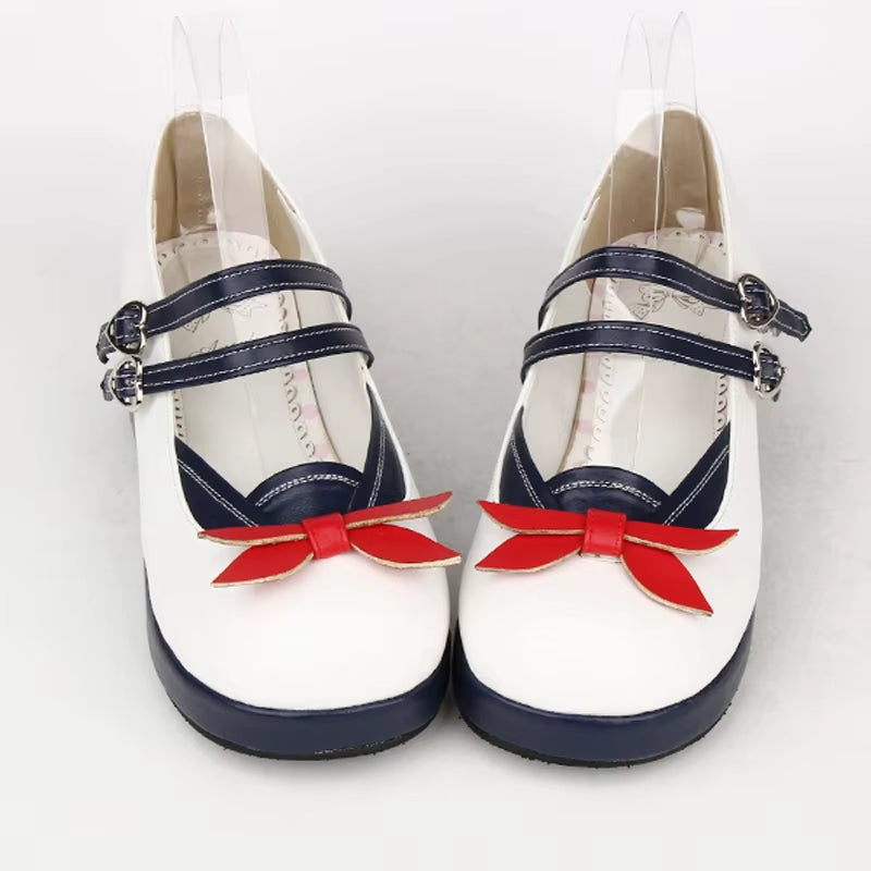 Plus Size Spring Ladies Lolita Shoes Navy Sailor Moon Cosplay Shoes Women Leather Flats Shoes Princess Platform Shoes