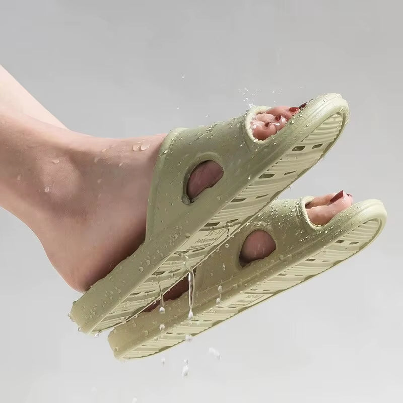 Unisex EVA Non Slip Soft Bottom Leaking Shower Man Woman Home Slippers Punching Bathroom Quick Drying Slipper