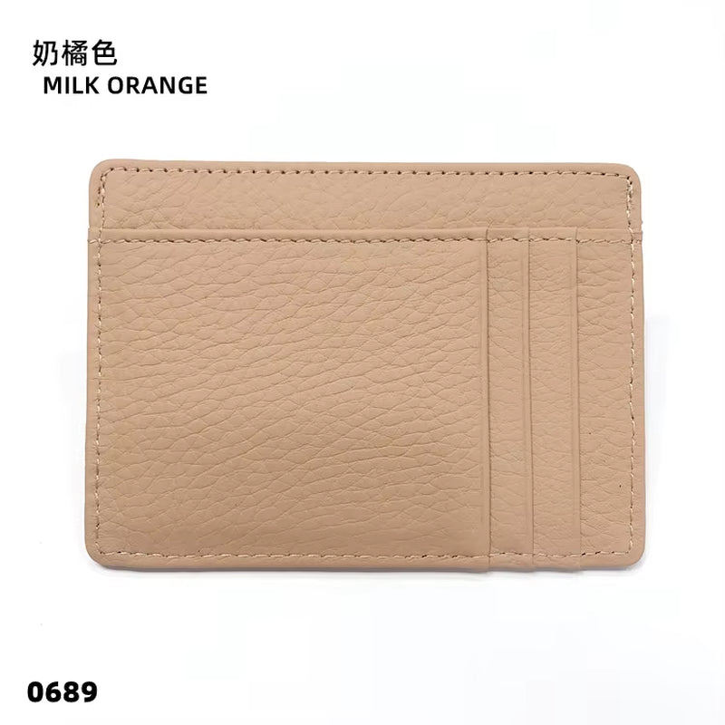 Cowhide Slim Wallet Customize Initials Women Men Card Holder Luxury Genuine Leather Personalize Letters Credit Card Case Sleeve