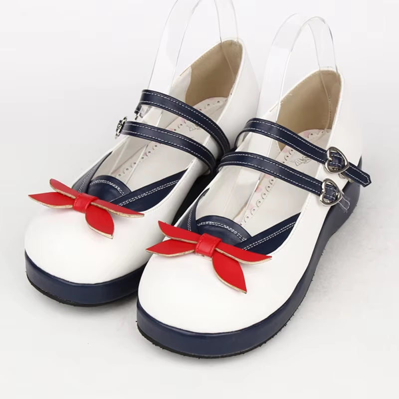 Plus Size Spring Ladies Lolita Shoes Navy Sailor Moon Cosplay Shoes Women Leather Flats Shoes Princess Platform Shoes