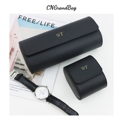 Customized PU Leather Travel Watch Roll New Watch Organizer with Slid in Out Pillow Men 1 Watch Display Storage Box