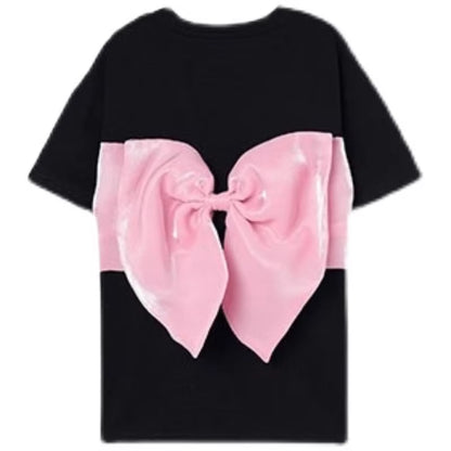 Fashion Baby Girl Princess Cotton T-Shirt Infant Toddler Child Casual Short Sleeve Big Bow Back Tees Summer Baby Clothes 18M-10Y